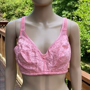 Unlined Nonpadded Pink Lace Bra